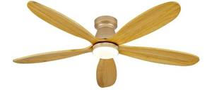 lot 33225 image: KENSID 48 Inch Flush Mount Ceiling Fans with Lights and Remote, Modern Low Profile Wood Ceiling Fan with Light Indoor Outdoor Ceiling Fans for Patio Office, Dimmable, Wall Switch, Memory Function