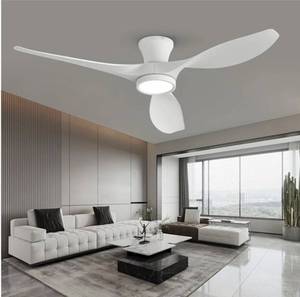 lot 33226 image: TALOYA 52 inch Ceiling Fans with Lights Remote Control, Modern Low Profile Ceiling Fan with Quiet Reversible DC Motor for Bedroom Living Room and Patio White - Retail $109