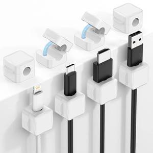lot 34272 image: 8 Pack Magnetic Cable Clips, Desk Cord Organizer, Adhesive Cord Holder, Cable Management Wire Holder Keeper Organizer for Nightstand Desk Kitchen Office Car Wall Glass, White