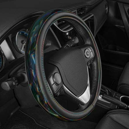lot 30290 image: BDK Cute Iridescent Black Steering Wheel Cover for Women  Standard 15