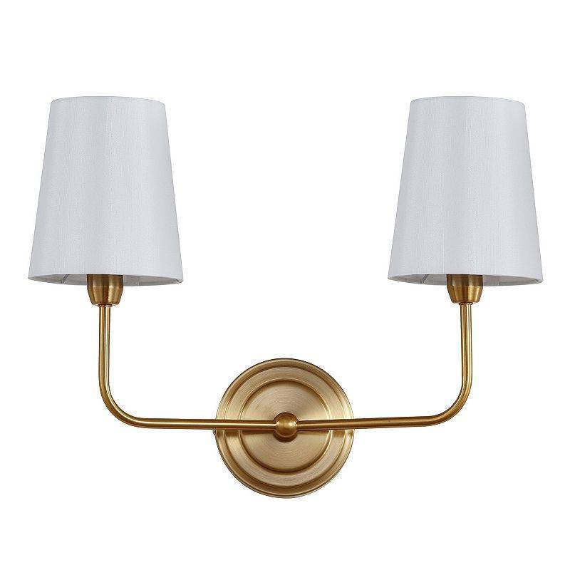 lot 30317 image: Safavieh Ezra Antique Two Light Wall Sconce  Brass Gold - Retail $50