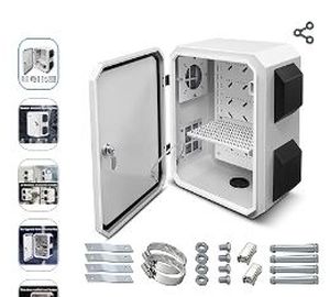 lot 30942 image: Outdoor Electrical Box, Cold-Rolled Steel Plate, Aluminum Alloy Back Beam, One-Piece Ventilation Design, IP65 Waterproof, WallPole Mounted (15.7 x 11.8 x 7.9) - Retail $120