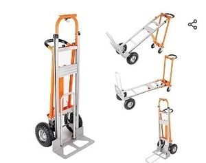 lot 30943 image: 3 in 1 Heavy Duty Hand Truck, 1000 lbs Folding Dolly with 4 Pneumatic Wheels, Portable Aluminum with Telescoping Flatbed Hand Truck for Luggage, Travel, Moving, Shopping, Office Use - Retail $163