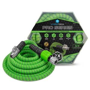 lot 33246 image: HydroTech Pro Series 34 x 50ft Expandable Garden Hose - Kink-Free  2x Flow Lightweight - Retail $69