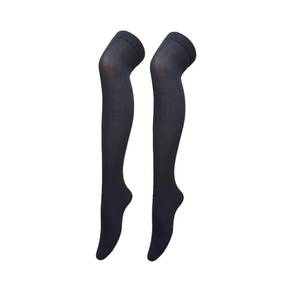 lot 34329 image: Womens Opaque Stretchy Nylon Over Knee Thigh High Stockings -Black