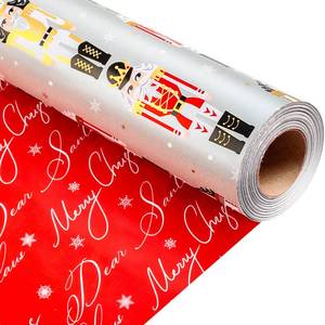 lot 34332 image: Merture Red Nutcracker Christmas Wrapping Paper Roll - Mini Roll - 17 In X 33 Ft (46.5 sq.ft.ttl.)