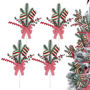 lot 34333 image: Christmas Tree Picks Decorations, 4 Pcs Candy Ornament Sprays