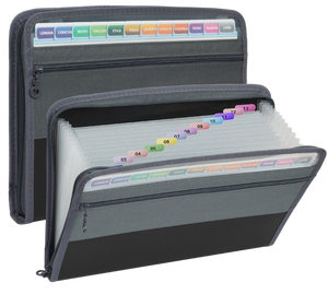 lot 34362 image: 2 Count of PHANCIR Accordion File Organizer with Zipper 13-Pocket, A7 Transparent Document Bag, Waterproof Document Storage for Home, Office, School