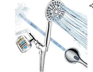 lot 35011 image: High Pressure Filtered Shower Head for Hard Water, 10 Spray Mode Shower Head with Handheld, 78 hose, Replaceable 20 Stage Shower Filter, Built-in Power Wash to Clean Tub & Pets, Chrome