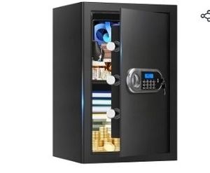 lot 35017 image: Safes for Home Use Fire and Water Proof, Anti-Theft Digital Security Safe Box With Programmable Keypad & Spare Keys, Home Safes Water and Fireproof for Documents Money Valuables - Retail $110