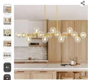lot 35023 image: Modern Chandeliers for Dining Room Swirled Glass 55 Gold Sputnik Chandelier Linear Chandelier 16-Light Large Chandelier Bubble Dining Room Light Fixture Linear Island Lights, Electroplated Brass - Retail $400