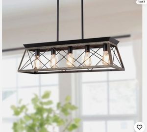 lot 35029 image: XIPUDA 5-Light Pendant Lights Fixture, Farmhouse Chandeliers for Rustic Black - Retail $120
