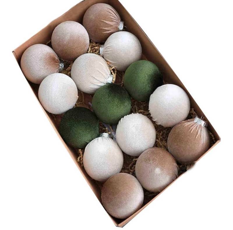 lot 32141 image: Velvet Christmas Ball Ornament, 3-inch Macaron-Colored Velvet Christmas Balls