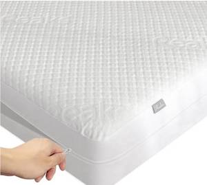 lot 33262 image: Queen Size Mattress Protector with Zipper - 100% Waterproof Zippered Mattress Cover - Soft & Cooling Noiseless Bed Mattress Covers - Top Removable Mattress Encasement 13-15 Deep