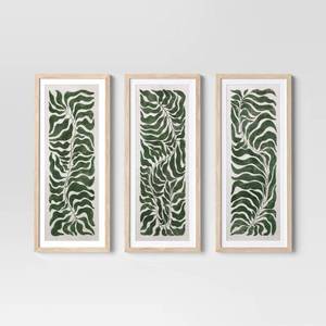 lot 33265 image: (Set of 3) 12x28 Modern Seaweed Framed Arts Naturals - Threshold - Retail $95