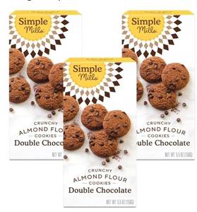 lot 33279 image: (Best by 1192026 )Simple Mills Almond Flour Double Chocolate Chip Cookies, Gluten Free and Delicious Crunchy Cookies, Organic Coconut Oil, Good for Snacks, Made with whole foods, 6 Count