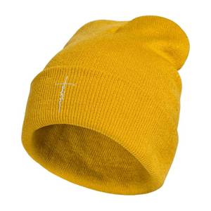 lot 34382 image: 2 Count of Faith Cross Logo Unisex Knit Hat Christian Skull Knitted Beanie Hats Cap for Winter (Yellow, One Size)