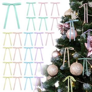 lot 34415 image: 72 Pcs Rainbow Coquette Christmas Bow Decorations 5x7