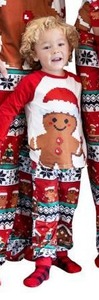 lot 34419 image: Christmas Pajama Set Pixel Gingerbread Pajamas Red Xmas- Size 2T