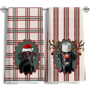 lot 34422 image: Christmas Black Labrador Retriever Bathroom Hand Towels Set of 2, 16x24 Inches
