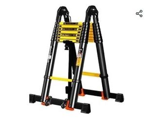 lot 35040 image: Telescopic Ladder Telescoping Ladder 27feet, Quick Button Retraction Telescopic Extension Ladder Protective Design, 300LBS Capacity Anti-Slip Lightweight for Cleaning Job Building (Missing Accessories) - Retail $668