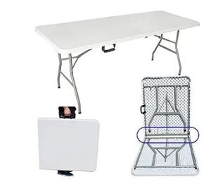 lot 35050 image: 6ft Folding Table 72 inch Plastic Fold in Half wHandle Heavy Duty Portable Indoor Outdoor for Garden Party Picnic Camping BBQ Dining Kitchen Wedding Market Events (Damage-See Pics)