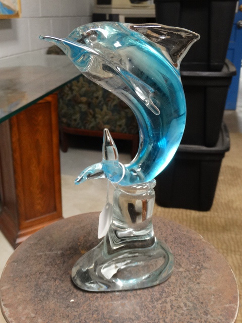lot 11464 image: Lg blown glass Dolphin- Over 11 tall