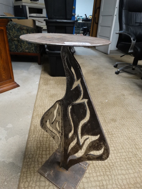 lot 11483 image: Custom made metal pedestal-28 tall