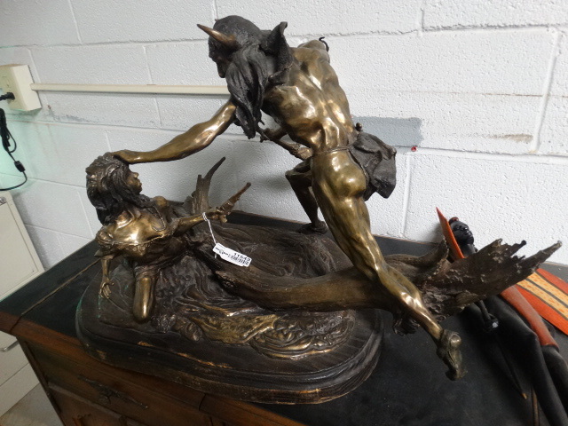 lot 11543 image: Jim Thomas Native American Bronze statue  The Refusal