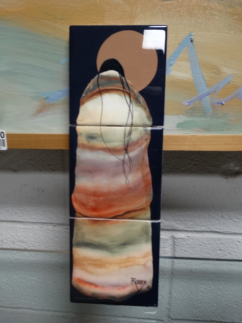 lot 11559 image: Jeanne Rorex Bridges 3 tile art- Signed & numbered-Night Colors