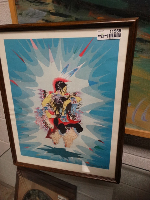 lot 11568 image: Framed print- Native American Dancer- Blackbear Bosin-