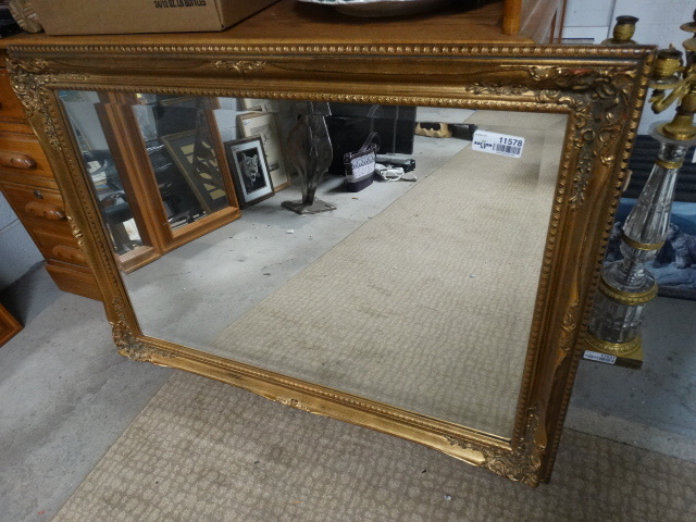 lot 11578 image: Large beautiful intricate wood framed wall mirror