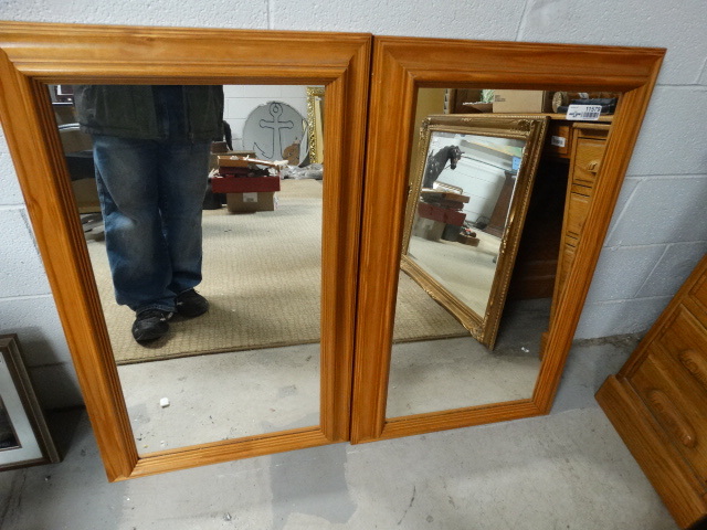 lot 11579 image: Pair of matching wood framed wall mirrors