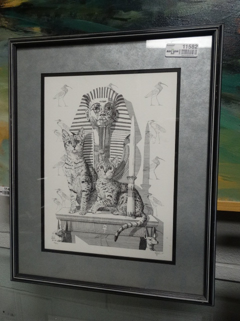 lot 11582 image: Large framed print-The Egyptian Signed by artist Douglas Fulks & numbered 6300 w certificate of authenticity