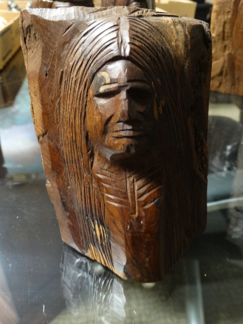 lot 11606 image: Ironwood Native American Carved bust- Approx 6 tall