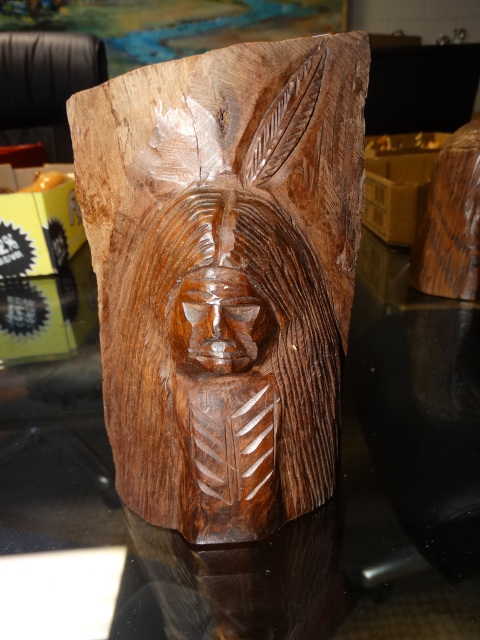 lot 11608 image: Ironwood Native American Carved bust- Approx 6 tall