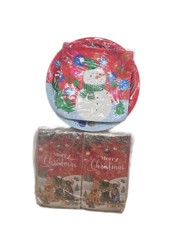 lot 32160 image: Christmas Paper Plates, Napkins Holiday Party, and Gift Bags Set