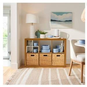 lot 15686 image: Better Homes & Gardens 6 Cube Storage Organizer, Light Honey - Retail $72