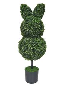 lot 15689 image: My Texas House Boxwood Easter Bunny Topiary, Green (35)
