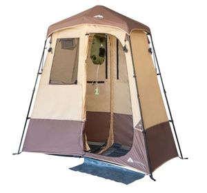 lot 15691 image: Ozark Trail Instant Double Room Shower Tent Combo, Khaki - Retail $98