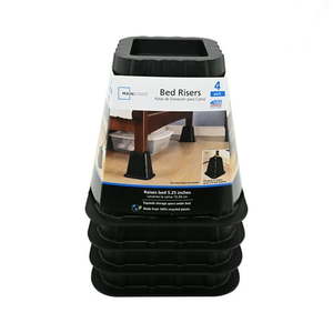 lot 15699 image: 4-Pack Mainstays Black Plastic Bed Risers  Raise Your Bed to Create Storage Space