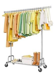 lot 33286 image: Silver Garment Rack with Wheels