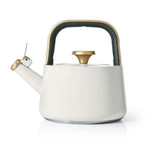 lot 34454 image: Beautiful 1.8L Ceramic Non-Stick Stovetop Tea Kettle White Icing by Drew Barrymore