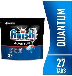 lot 34480 image: Finish Quantum Dishwasher Pods, No Pre-Rinse Dishwasher Detergent Tabs Soap, Advanced Clean, 27 Count
