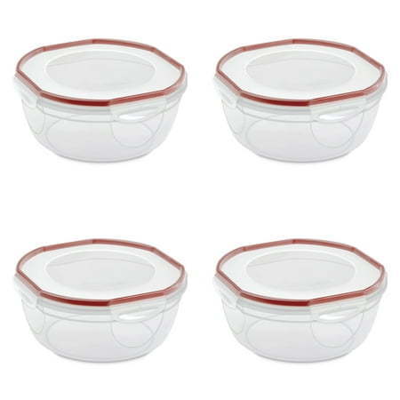 lot 6557 image: Sterilite 4.7 Qt. Bowl  Latching Food Storage Container Airtight Watertight Seal Clear 4 Count - Retail $60