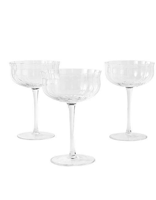 lot 13789 image: The Pioneer Woman Colette 8-Ounce Scalloped CocktailGlasses, Clear, Set of 3