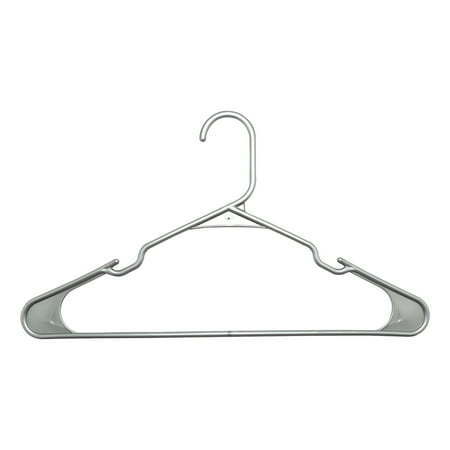 lot 13791 image: Mainstays Plastic Notched Adult Hangers for Any Clothing Type  Silver Hail -50 Count