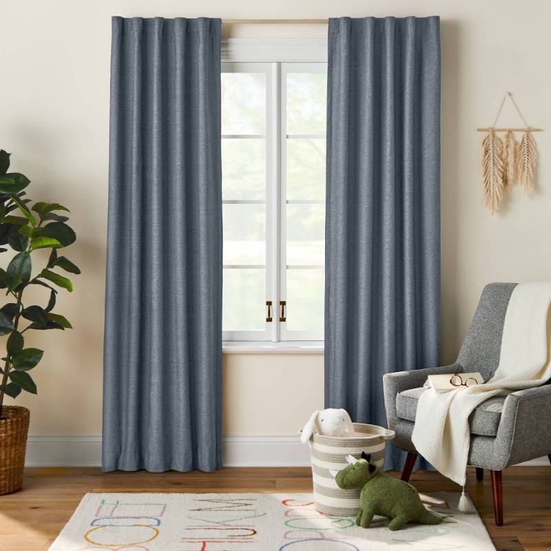 lot 15214 image: Blackout Chambray Cotton Kids Panel Navy - Pillowfort 42x84