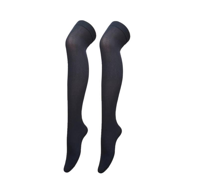 lot 32272 image: 2 Pairs of Vpogn Womens Opaque Stretchy Nylon Over Knee Thigh High Stockings Knee High Socks for Daily Wear Cosplay (One Size)