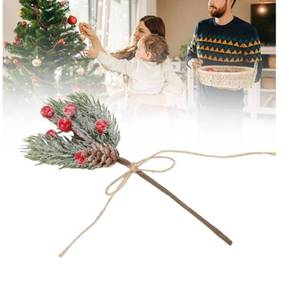 lot 15717 image: 6-Pack Artificial Berry Branches Pine Cones Holly Stem Craft Winter Holiday Pine Picks Artificial Flowers for Crafts Xmas Tree Ornaments (Red)